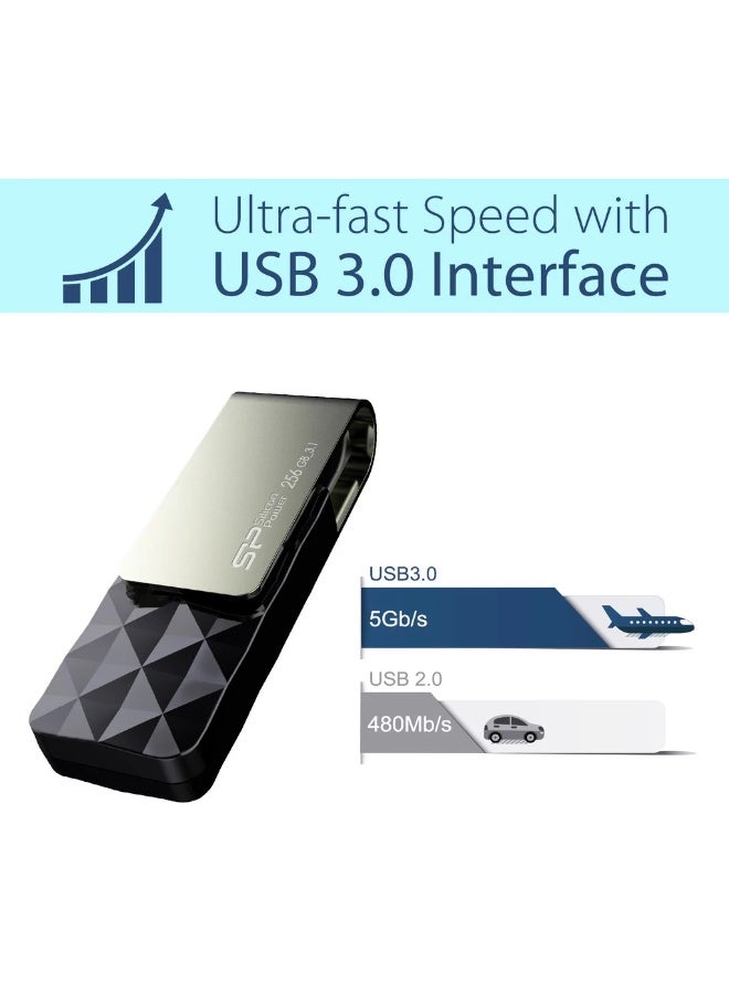 سيليكون باور محرك أقراص فلاش USB من نوع Silicon Power Blaze B30 من الجيل الأول، يدعم أحجام 3.2/3.0/3.1 بوصة، بسعة 256 جيجابايت. - Image 2